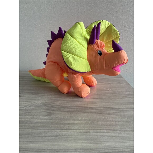 Trendmasters Triceratops Dinosaur Nylon Plush Vintage 1992 Stuffed Animal Toy - Picture 1 of 9